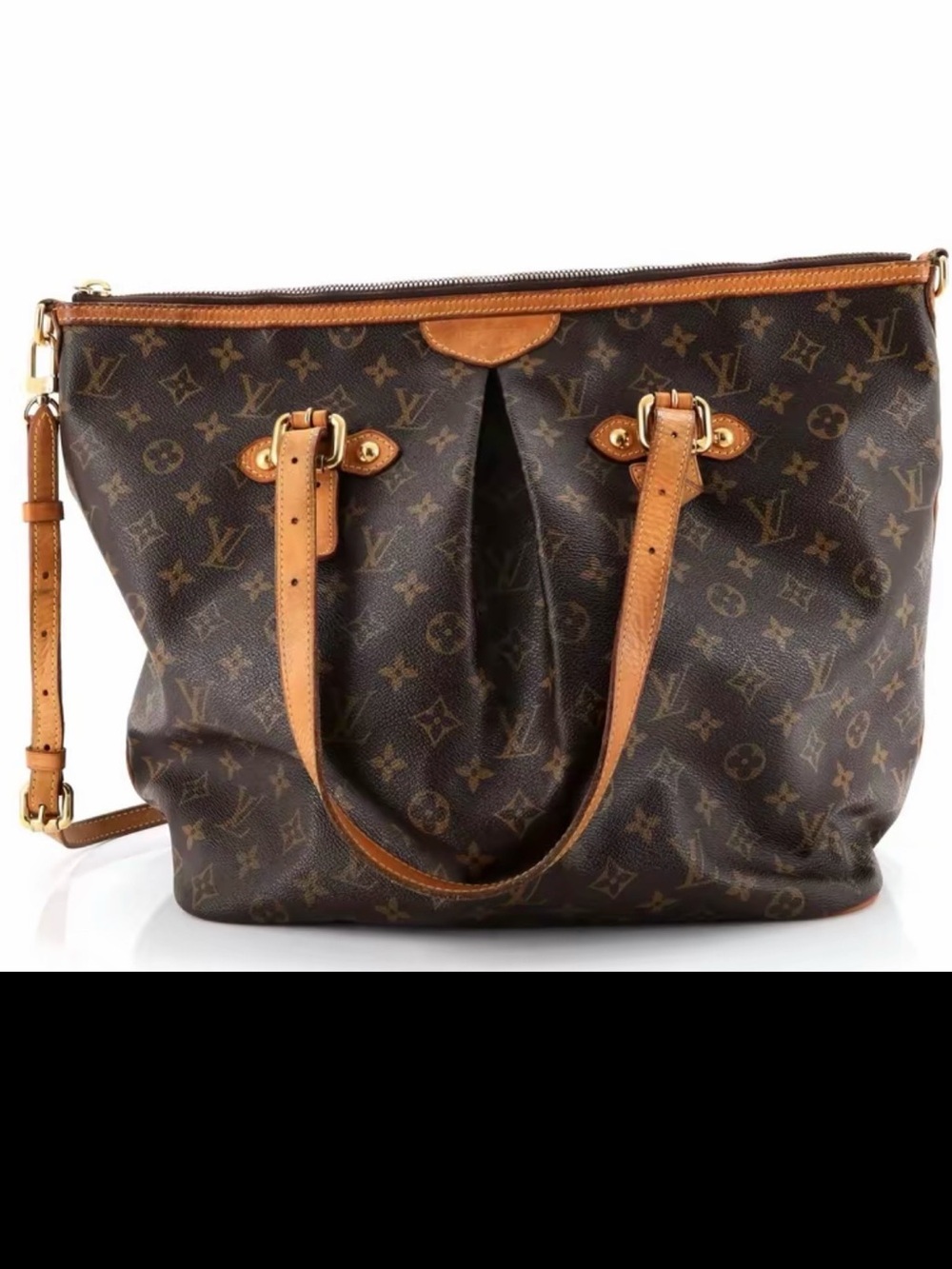 Louis Vuitton Monogram Canvas Tote with Tan Leather Trim